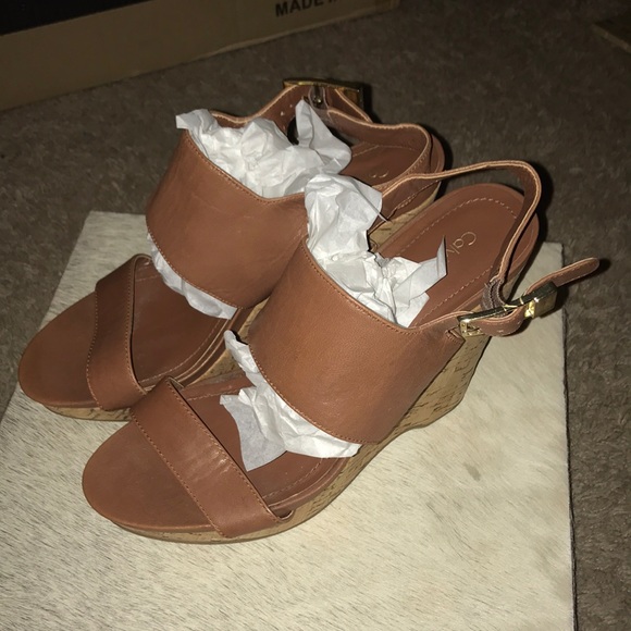 Calvin Klein Cork Wedge Sandals - Picture 2 of 9